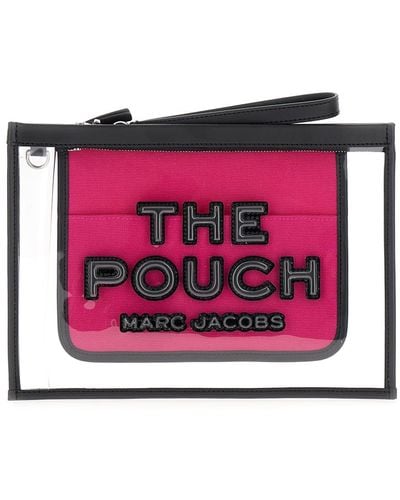 Marc Jacobs 'The Clear Large Pouch' Fuchsia Pouch With Logo Print - Pink