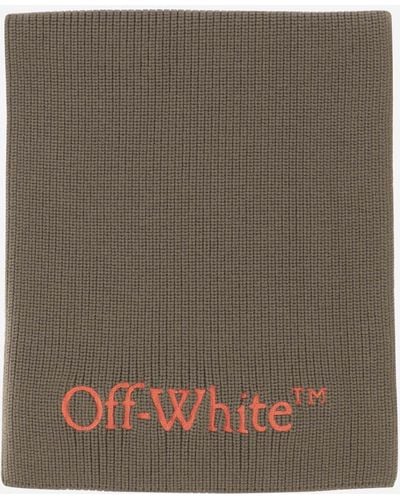 Off-White c/o Virgil Abloh Bookish Logo-embroidered Virgin Wool Scarf - Green