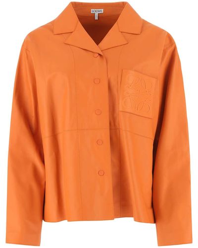 Loewe Leather Oversize Shirt - Orange