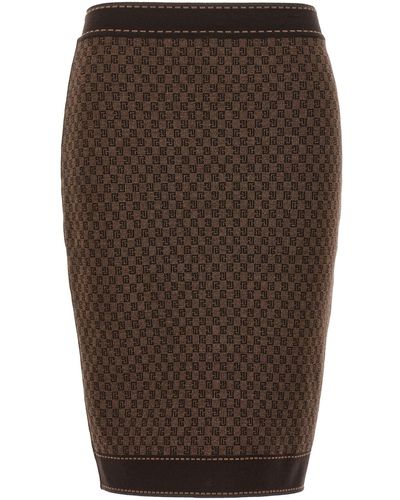 Balmain Monogram Miniskirt Skirts - Brown