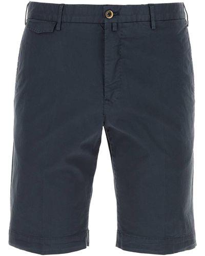 PT01 Navy Blue Stretch Cotton Bermuda Shorts
