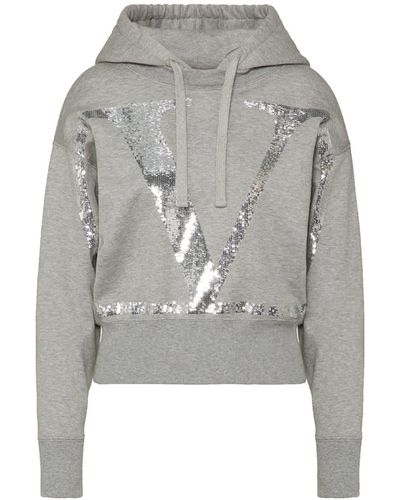 Valentino V Logo Print Sweatshirt - Gray