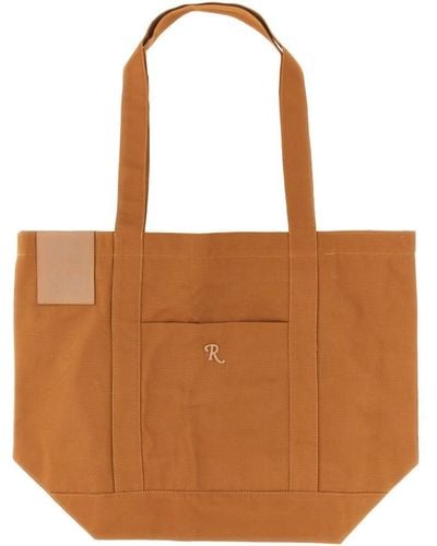 Raf Simons Tote Bag With Logo Patch - Brown