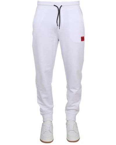 BOSS Jogger Pants With Logo Embroidery - White