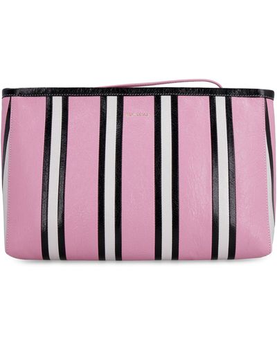 Balenciaga Barbes Striped Leather Pouch - Pink