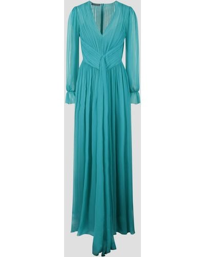Alberta Ferretti Organic Chiffon Dress - Blue