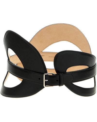 Alexander McQueen Cut-out Curved Leather Belt - Black