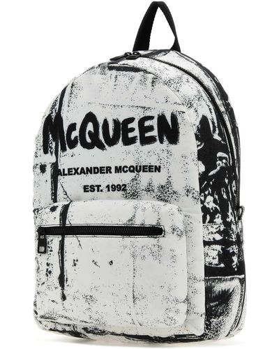 Alexander McQueen Printed Nylon Metropolitan Backpack - White