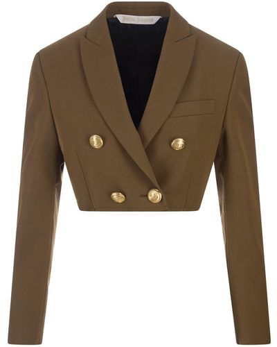 Palm Angels Crop Double Breasted Blazer - Brown