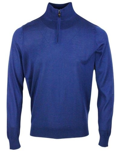 Colombo Light Half-Zip Long-Sleeved Sweater - Blue