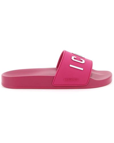 DSquared² 'icon' Rubber Slides - Pink