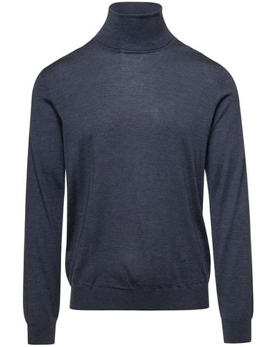 Laneus Sweater With Turtleneck And Ribbed Trim - Blue