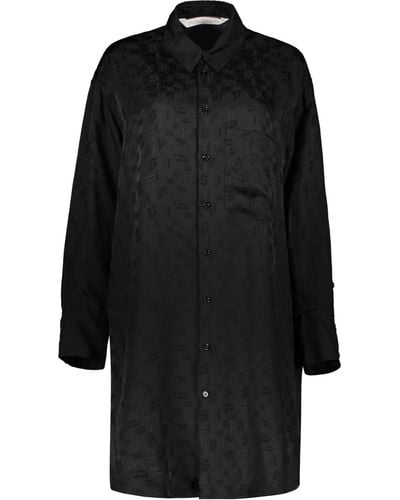 Palm Angels Maxi Shirt-Dress With Logo - Black