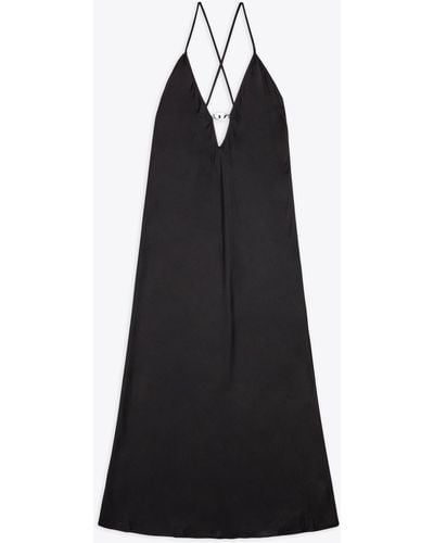 DIESEL Ufpt-Mayra-D-Long Satin Midi Dress With Oval D Logo - Black