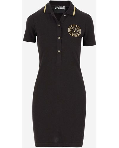 Versace Jeans Couture Cotton Dress With Logo - Black