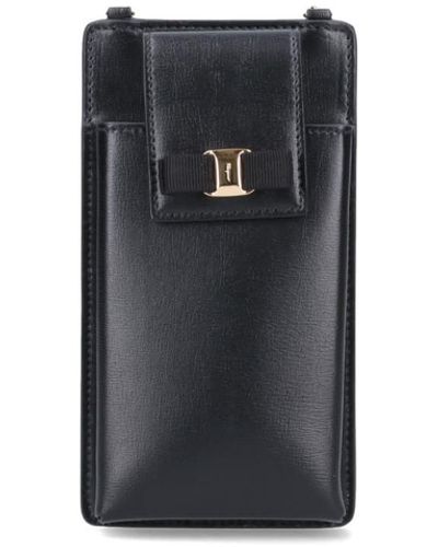 Ferragamo Logo-printed Chain-linked Phone Case - Black