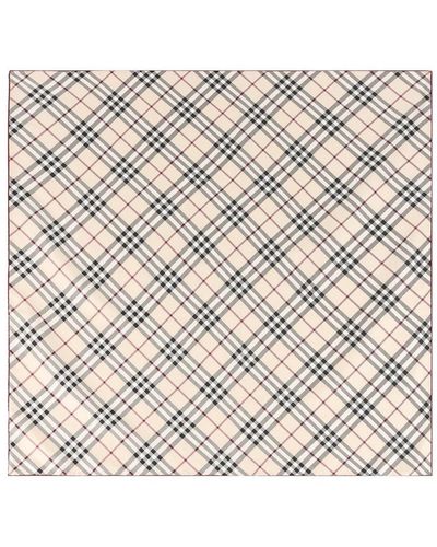 Burberry Check Printed Square Scarf - Natural