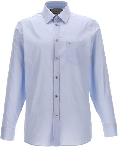 Gucci Double G Embroidery Shirt - Blue