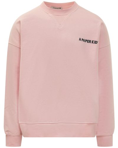 A PAPER KID Oversize Sweatshirt With Print - Pink