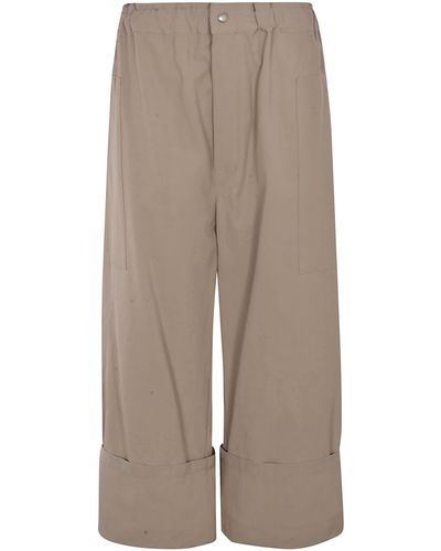 Moncler Genius Wide Fit Cropped Pants - Natural