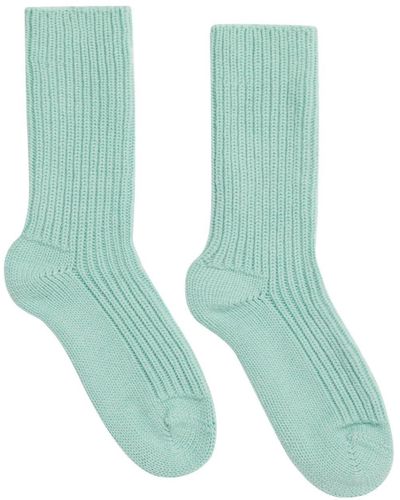 Alanui Ribbed-knit Cashmere Socks - Green