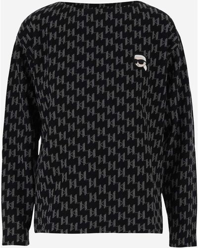 Karl Lagerfeld Monogrammed Cotton Sweatshirt - Black