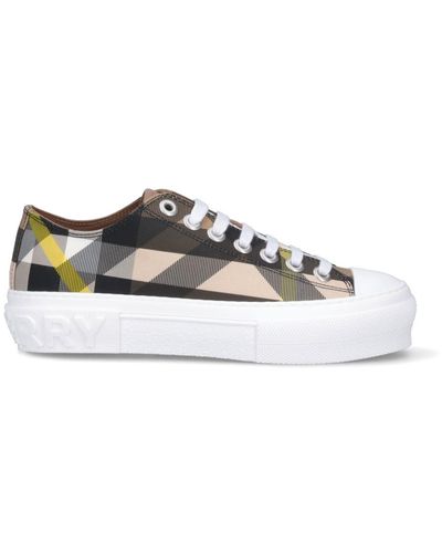 Burberry Exaggerated Check Canvas Platform Sneaker - White