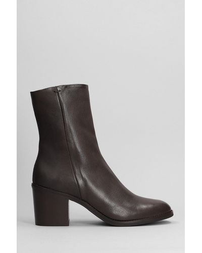 Julie Dee High Heels Ankle Boots In Dark Brown Leather