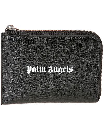 Palm Angels Logo Zipped Card Holder - Black
