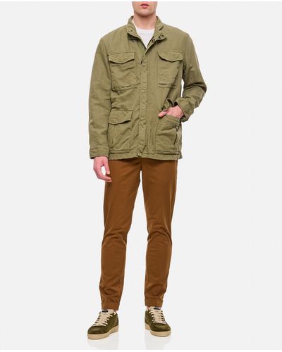 Fay Cotton Linen Field Jacket - Green