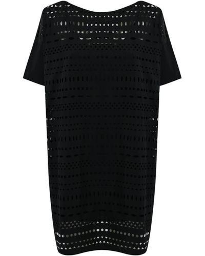 Liviana Conti Laser-Cut Taffeta Dress - Black
