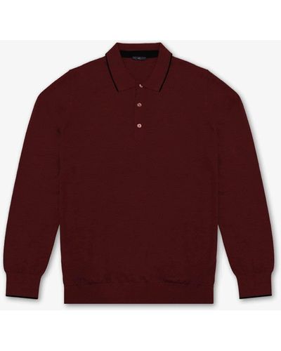 Larusmiani Long Sleeve Polo Shirt Polo Shirt - Red