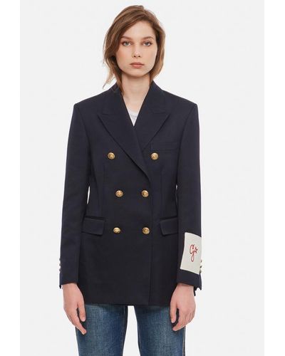 Golden Goose Wool Double Breasted Blazer - Blue