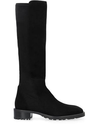 Stuart Weitzman 5050 Leather And Stretch Fabric Boots - Black