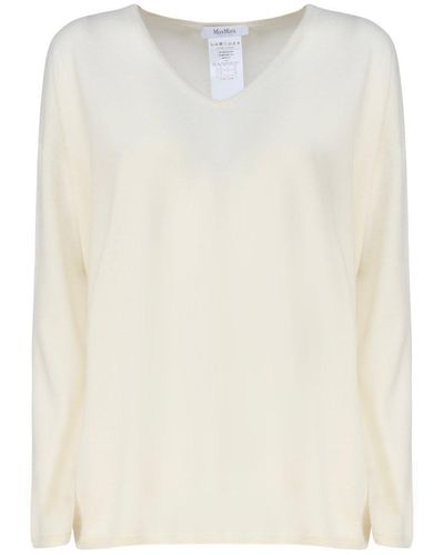 Max Mara V-neck Long-sleeved Jumper - White