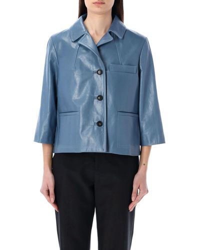 Marni Shiny Leather Jacket - Blue