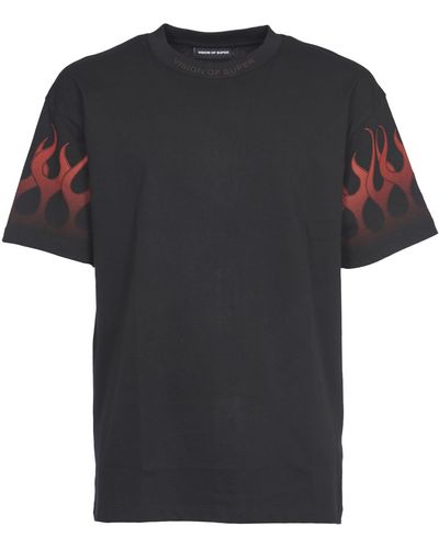 Vision Of Super Red Flames T-shirt - Black