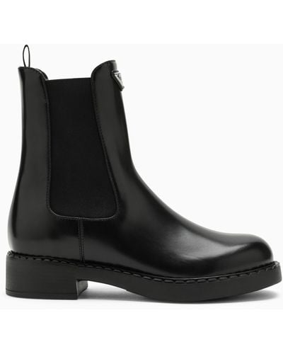 Prada Leather Beatles Boot - Black