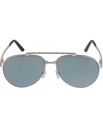 Cartier Full Rim Aviator Lens Sunglasses - Blue