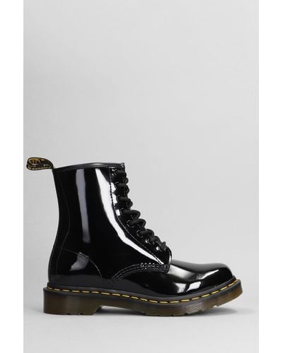 Womens black patent clearance leather combat boots