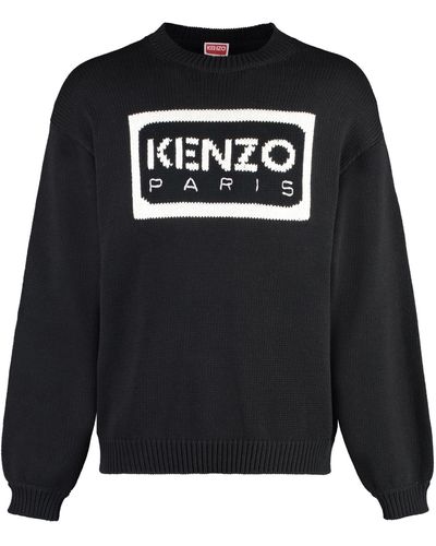 KENZO Cotton Blend Crew-Neck Sweater - Black