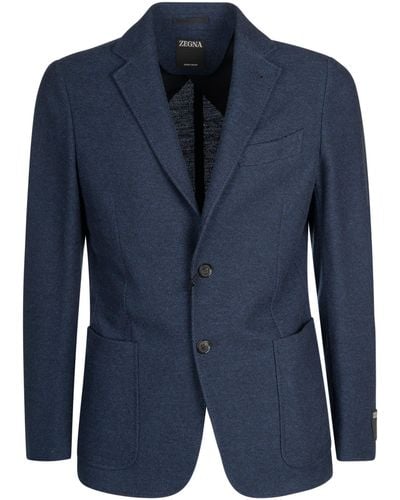 ZEGNA Two-Buttoned Blazer - Blue