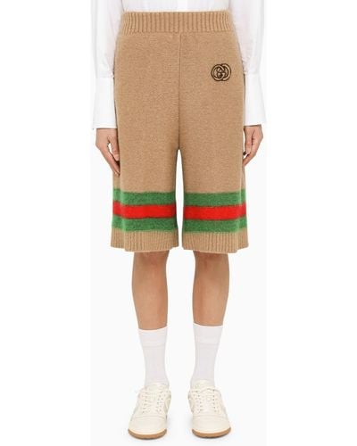 Gucci Wool Bermuda Trousers - Natural
