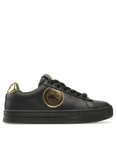 Versace Leather Logo Sneakers - Black