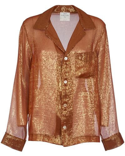 Forte Forte Shiny Buttoned Shirt - Brown