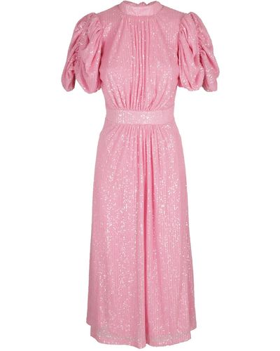 ROTATE BIRGER CHRISTENSEN Sequined Maxi Puffy Sleeved Dress - Pink