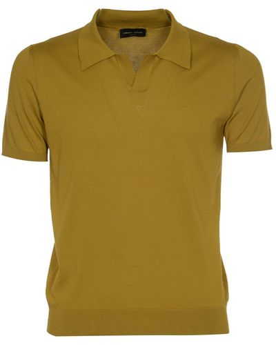Roberto Collina Plain Ribbed Polo Shirt - Green