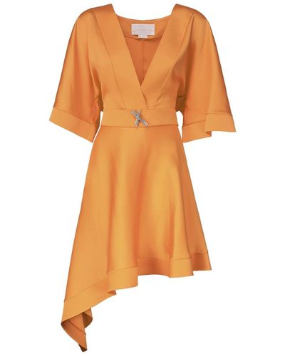 Genny Dress With Asymmetrical Skirt - Orange