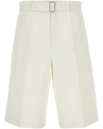 Jil Sander Ivory Linen Bermuda Shorts - White