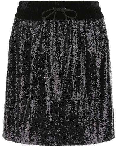 Miu Miu Sequins Mini Skirt - Black